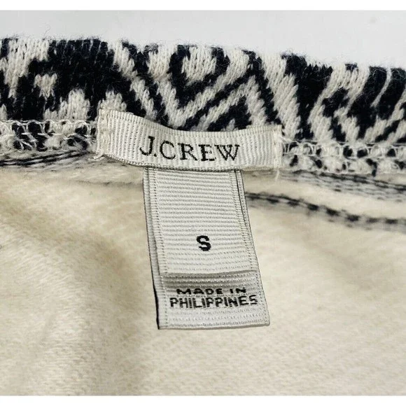 J Crew Sz Small Black Cream Graphic 3/4 Sleeve Sweatshirt - Picture 8 of 9